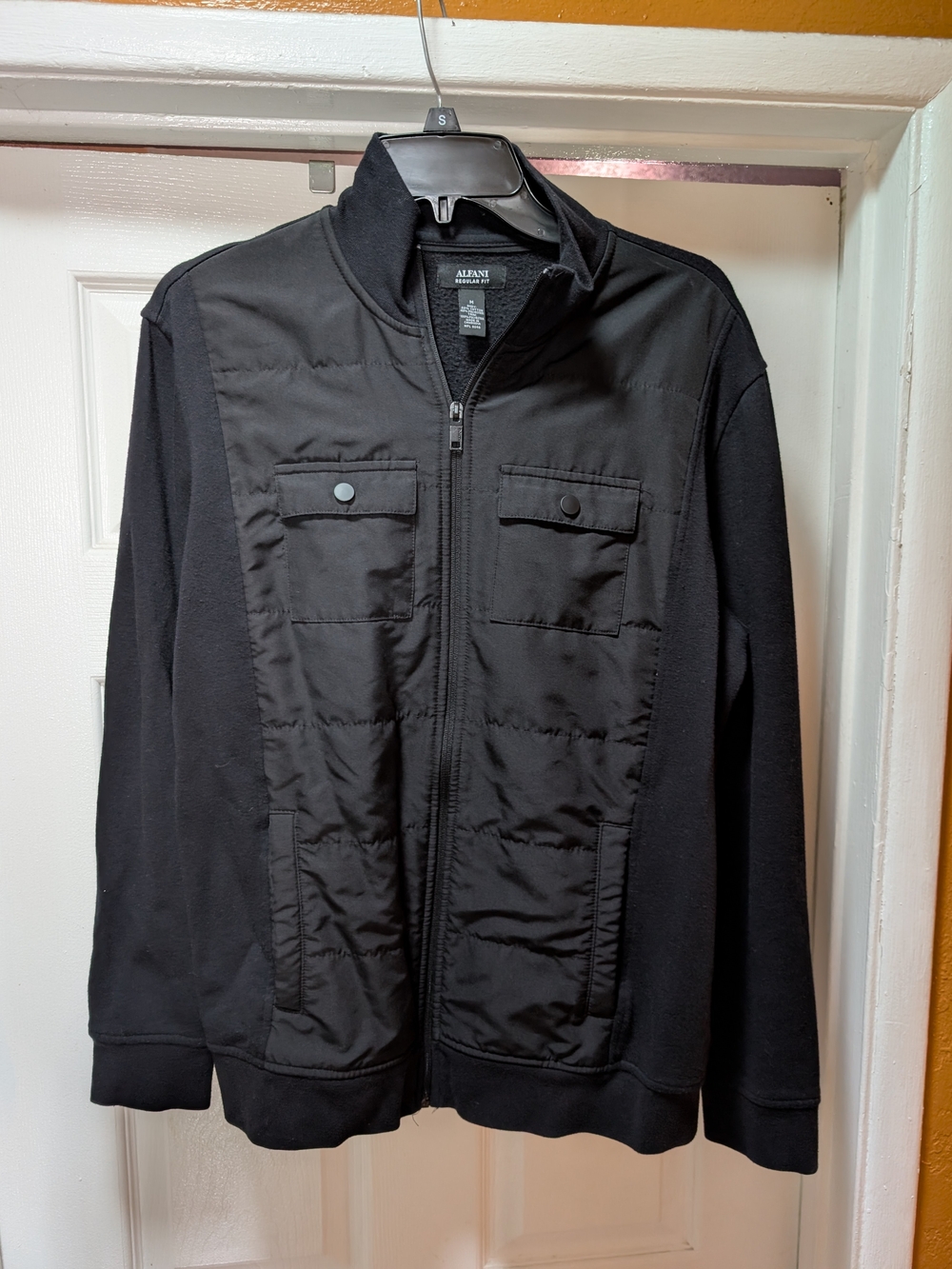 ALFANI Men's Black Quilted Zip-Up Jacket